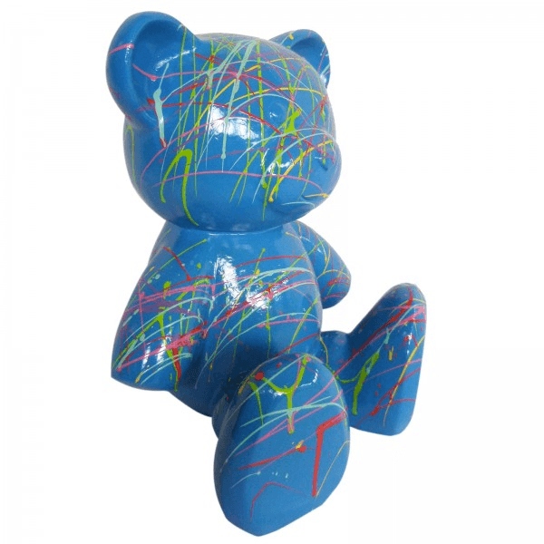 Resine Sculpture Ours 35CM Graffiti Bleu LUMIRO - S&C