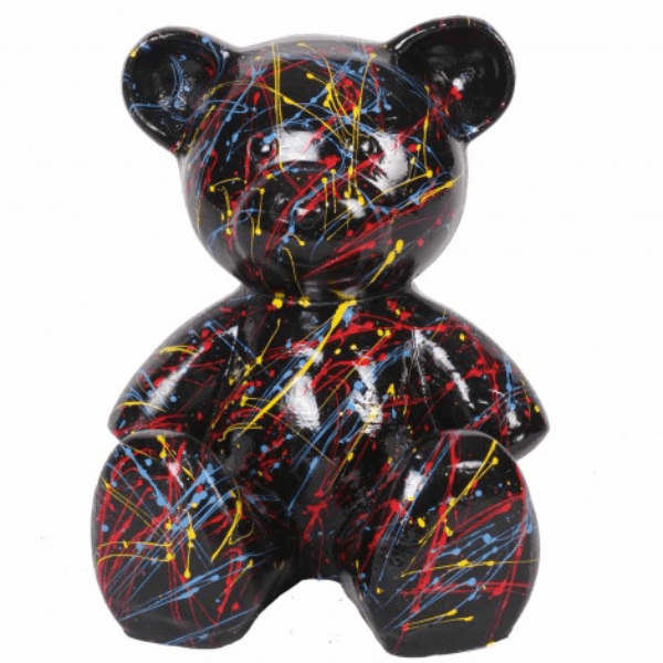 Resine Sculpture Ours 35CM Graffiti Noir PELIN - S&C