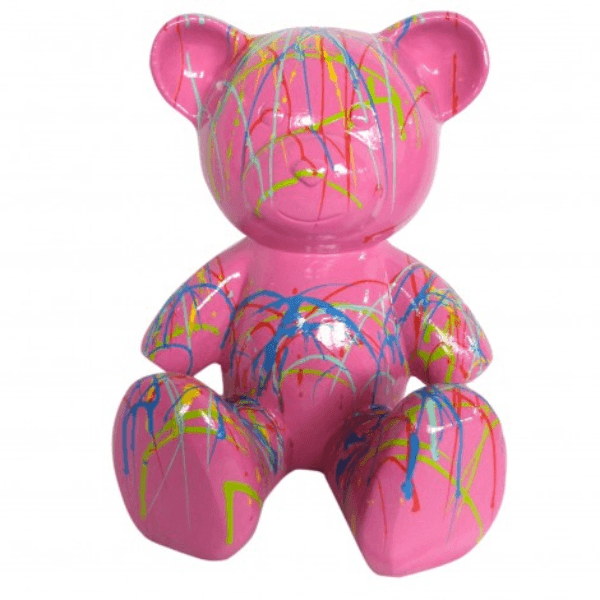 Resine Sculpture Ours 35CM Graffiti Rose NALVIA - S&C