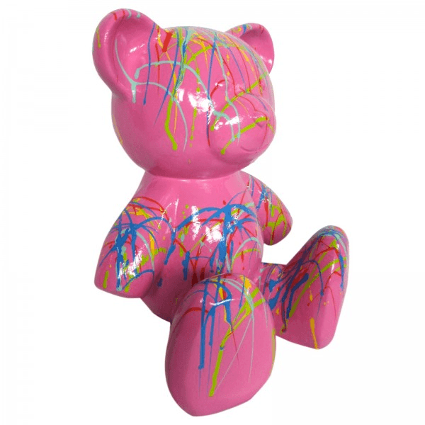 Resine Sculpture Ours 35CM Graffiti Rose NALVIA - S&C