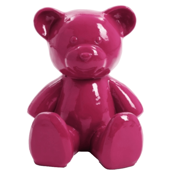 Resine Sculpture Ours 35 CM Rose Fuchsia JOLIEN - S&C