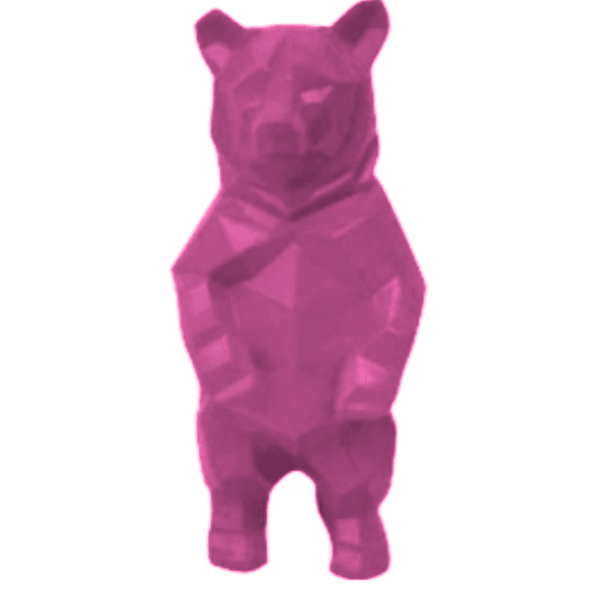 Resine Sculpture Ours 40CM Rose Fuchsia VELEN - S&C