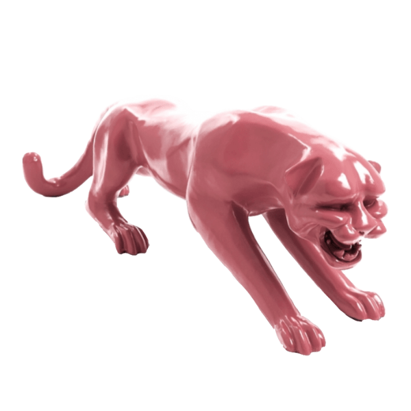 Resine Sculpture Panthère 110CM Rose Clair LORENZO - S&C