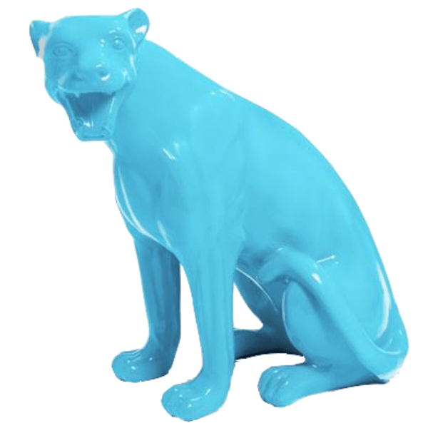 Resine Sculpture Panthère 75CM Bleu Ciel KALY - S&C