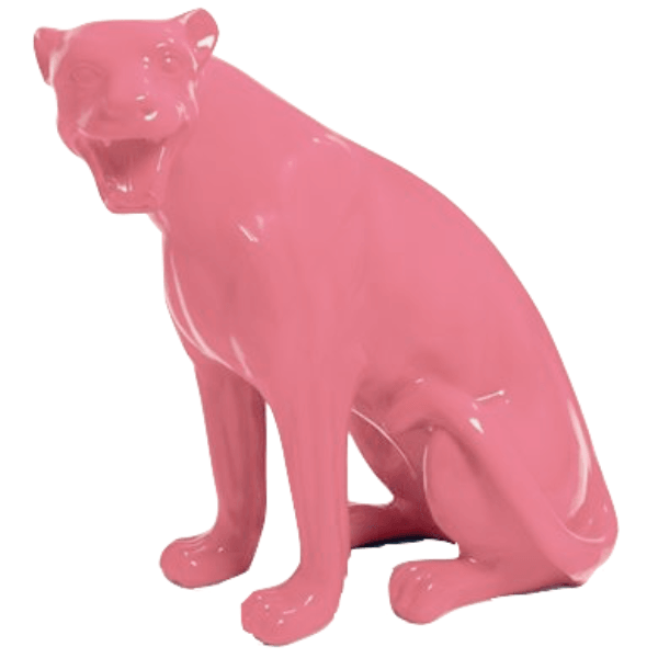 Resine Sculpture Panthère 75cm Rose Clair JALIN - S&C