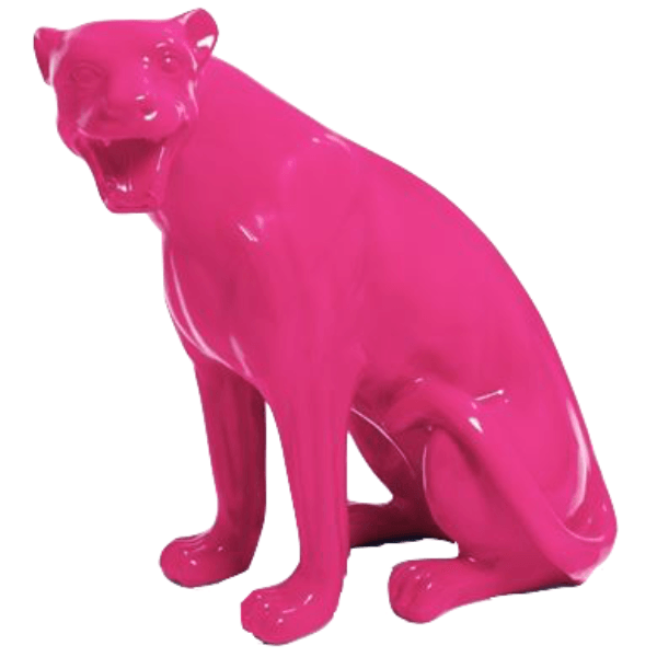 Resine Sculpture Panthère 75cm Rose Fuchsia AELIS - S&C
