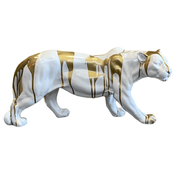 Resine Sculpture Panthère 80CM Coulure Dorée VITRAN - S&C
