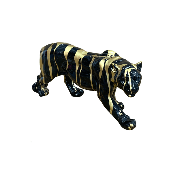 Resine Sculpture Panthère 80CM Coulure Dorée Noir ZOLEN - S&C
