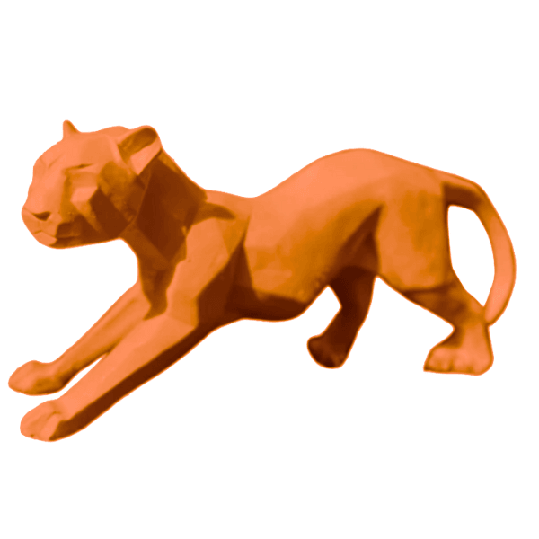 Resine Sculpture Panthere 50cm Orange VILEN - S&C