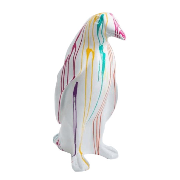 Resine Sculpture Pingouin 120cm Graffiti Blanc TEORE - S&C