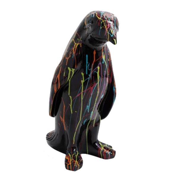 Resine Sculpture Pingouin 120 CM Graffiti Noir LUMEN - S&C