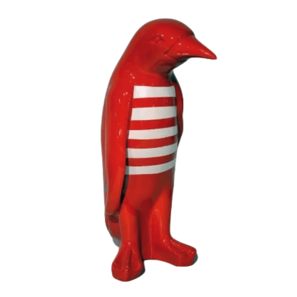 Resine Sculpture Pingouin 120CM Marin Blanc Rouge NOLAN - S&C