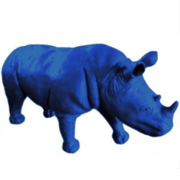 Resine Sculpture Rhinoceros 140CM Bleu Nuit ELDOR - S&C
