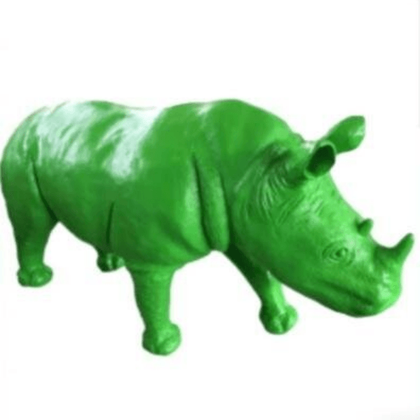 Resine Sculpture Rhinoceros 140cm Vert Pomme LIVIO - S&C