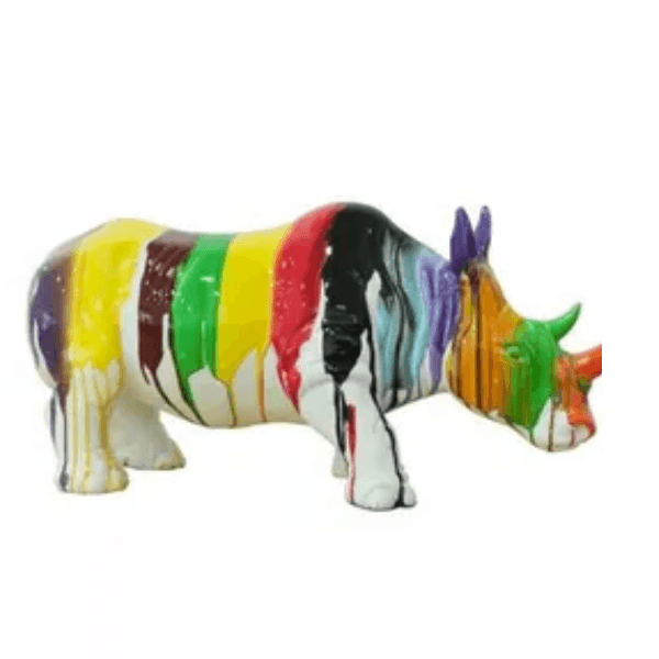 Resine Sculpture Rhinocéros 180cm Multicolore LUMEN - S&C