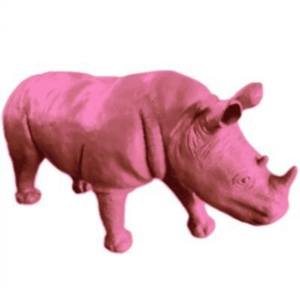 Resine Sculpture Rhinoceros 180CM Rose Clair LORENZO - S&C