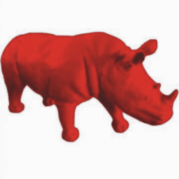Resine Sculpture Rhinocéros 180CM Rouge LORENZO - S&C