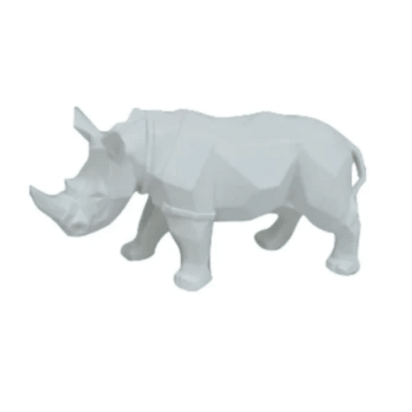 Resine Sculpture Rhinocéros 35CM Blanc MATIS - S&C