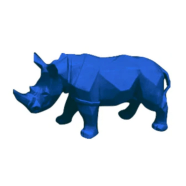 Resine Sculpture Rhinocéros 35cm Bleu Nuit LOMEN - S&C