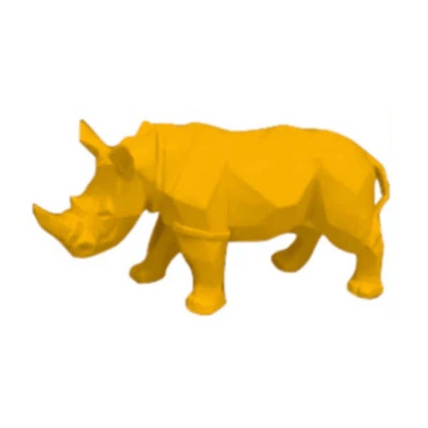 Resine Sculpture Rhinocéros 35CM Jaune CALIXTE - S&C