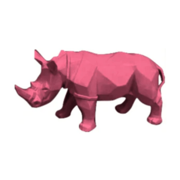 Resine Sculpture Rhinocéros 35CM Rose Clair AROLD - S&C