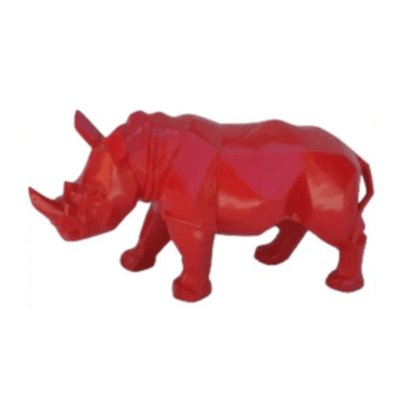 Resine Sculpture Rhinocéros 35CM Rouge OLIVIER - S&C