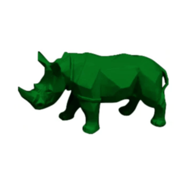 Resine Sculpture Rhinoceros 35CM Vert LURAN - S&C