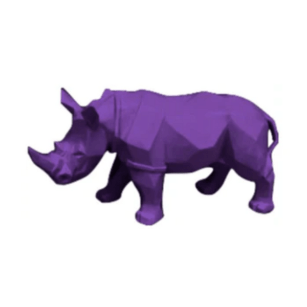 Resine Sculpture Rhinoceros 35CM Violet LORAN - S&C