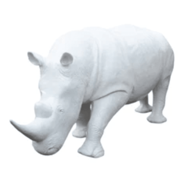 Resine Sculpture Rhinoceros 380cm Blanc JALEN - S&C