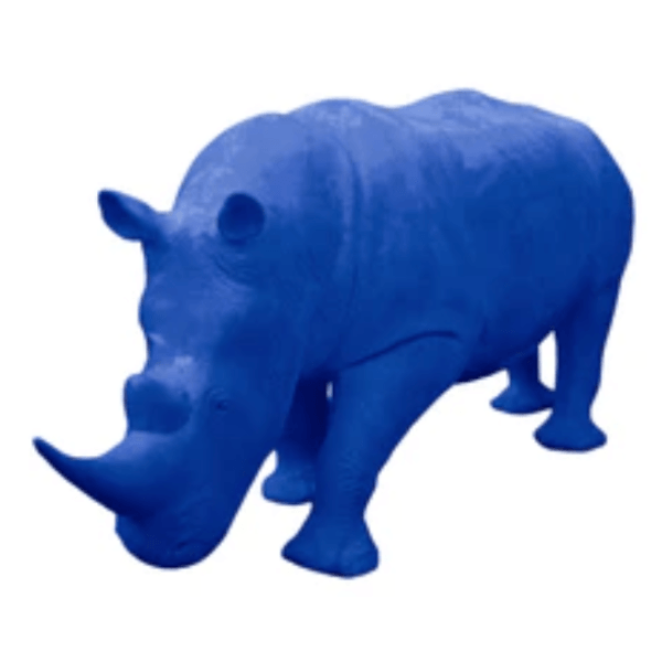 Resine Sculpture Rhinocéros 380 CM Bleu Nuit LORENZO - S&C