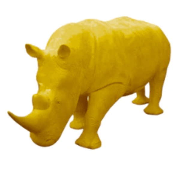 Resine Sculpture Rhinocéros 380CM Jaune LIRAN - S&C