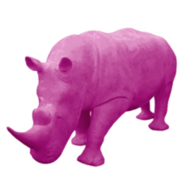 Resine Sculpture Rhinocéros 380CM Rose Fuchsia LORENZO - S&C