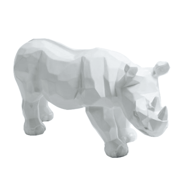 Resine Sculpture Rhinoceros 100CM Blanc MATIS - S&C