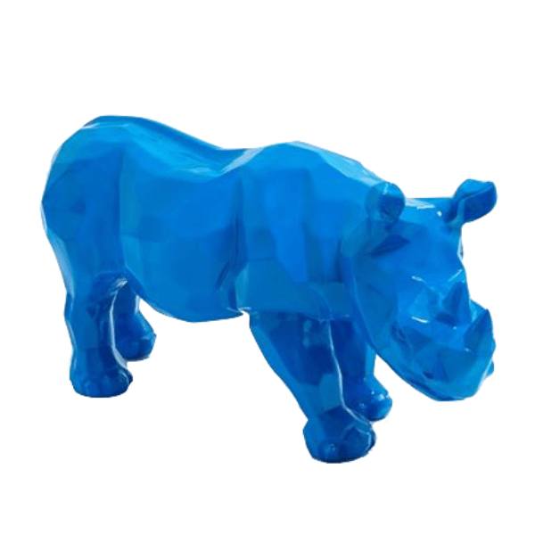 Resine Sculpture Rhinocéros 100cm Bleu VELIN - S&C