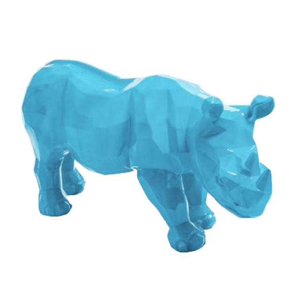 Resine Sculpture Rhinoceros 100cm Bleu Ciel TILDE - S&C