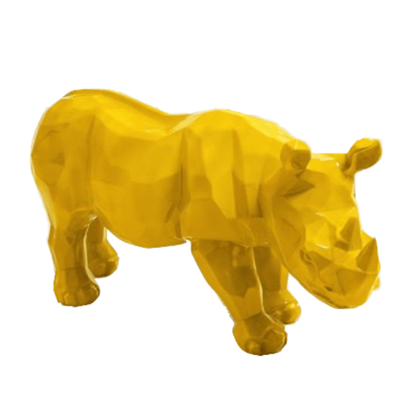 Resine Sculpture Rhinocéros 100CM Jaune NOLAN - S&C