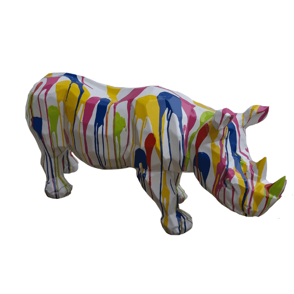 Resine Sculpture Rhinoceros 100CM Multicolore TAHAR - S&C