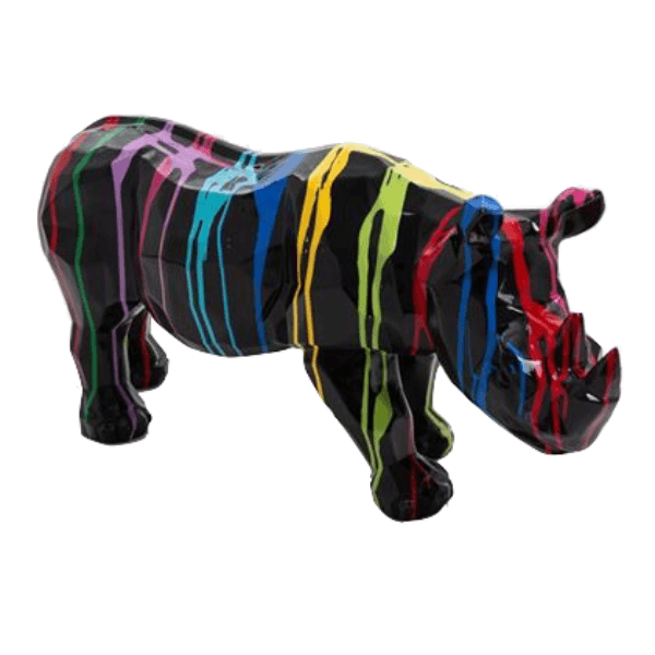 Resine Sculpture Rhinoceros 100cm Multicolore KALEN - S&C