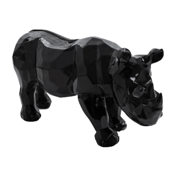 Resine Sculpture Rhinoceros 100CM Noir LUNAR - S&C