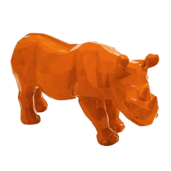Resine Sculpture Rhinoceros 100cm Orange AELION - S&C