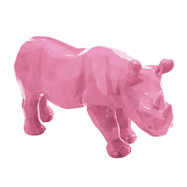 Resine Sculpture Rhinoceros 100CM Rose Clair LURIO - S&C