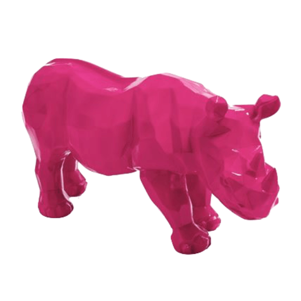 Resine Sculpture Rhinoceros 100CM Rose Fushia GILBERT - S&C