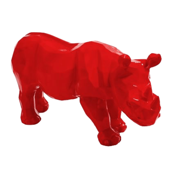 Resine Sculpture Rhinocéros 100CM Rouge ALGON - S&C