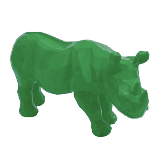 Resine Sculpture Rhinocéros 100CM Vert LUMIREN - S&C