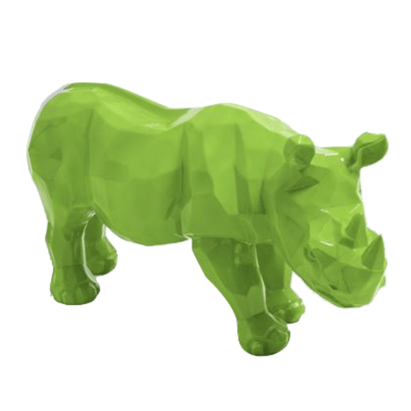 Resine Sculpture Rhinoceros 100cm Vert Pomme ELYNE - S&C