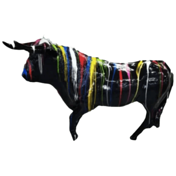 Statue Taureau Animaux Resine - 250cm - Multi Coulure Noir - ANIMAUX-RESINE