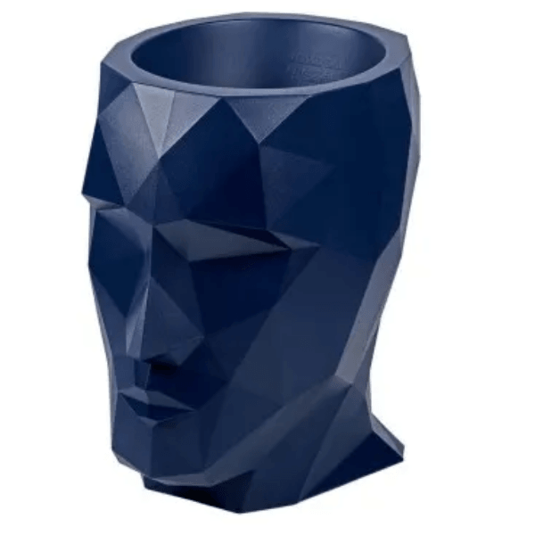 Resine Sculpture Tête de Pot de Fleurs 90CM Bleu Nuit KALEN - S&C