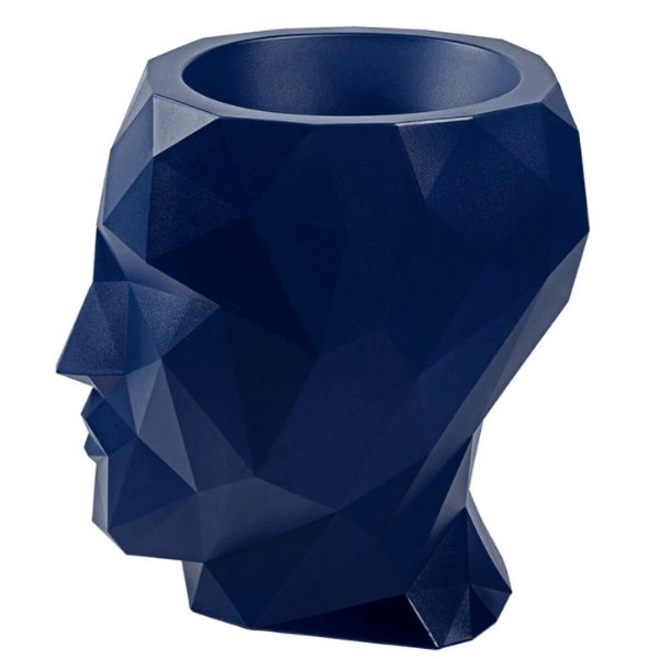 Resine Sculpture Tête de Pot de Fleurs 90CM Bleu Nuit KALEN - S&C