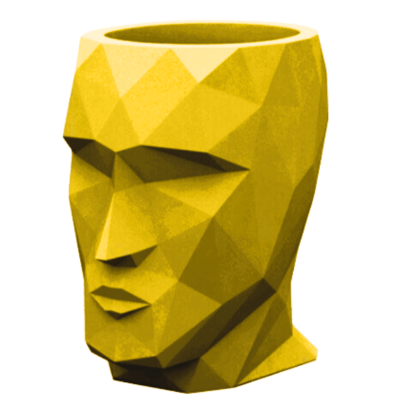 Resine Sculpture Tête de Pot de Fleurs 90CM Jaune MIRON - S&C