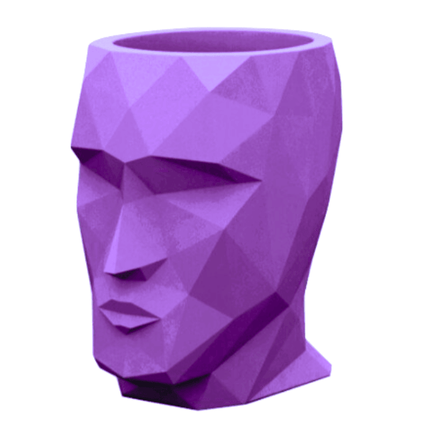 Resine Sculpture Tête de Pot de Fleurs 90CM Violet LUZAN - S&C